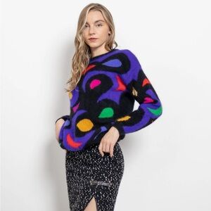 VTG 80s MILAGRO Black Angora Rabbit Lambs Wool Blend Retro
Crewneck Sweater L